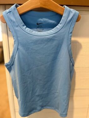 NIKE ONE FITTED DRI FIT CROP TANK BLUE WOMENS MEDIUM